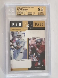 1998 Peyton Manning ROOKIE Pinnacle Inscriptions Pen Pals #8B BGS 9.5 Pop 2 - Picture 1 of 3