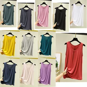 Plus T-Shirt Vest Cami Sleeveless Blouse Size Tops Women's Ladies Summer Tank - Picture 1 of 28