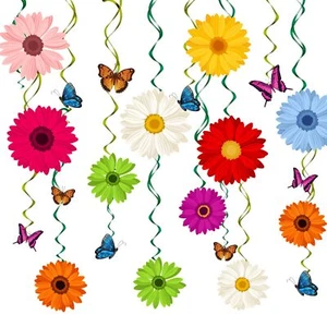 48 Pieces Spring Sun Flowers Butterfly Hanging Swirl Decorations Spirals Sunf... - Picture 1 of 7