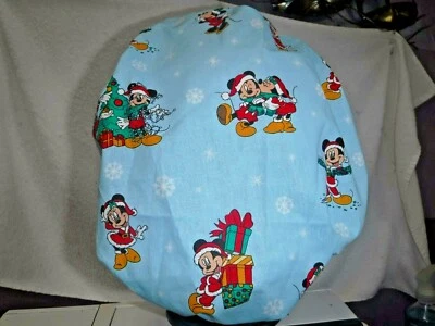 Bouffant surgical scrub hat cap blue christmas winter mickey minnie fabric - Image 1 of 2