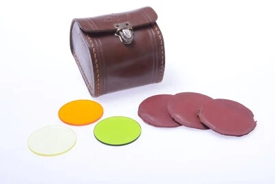 ✅ OMAG YELLOW, GREEN, ORANGE 35MM FILTER GENUINE LENS LAY IN W/LEATHER CASE 37-4 - Image 1 of 2