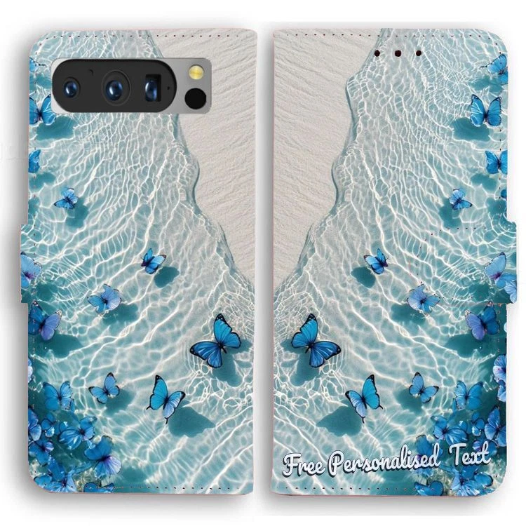 Personalised Text Wallet Phone Cover For Google Series - Butterfly on Water - Image 1 of 1