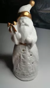 Valerie Parr Hill 10" Illuminated Porcelain Santa Figure with Gold Trim - Picture 1 of 9