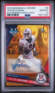 Jacob Cowing Gold Lava Auto /50 2023 Bowman Chrome U University PSA 10 Gem Mint - Picture 1 of 2