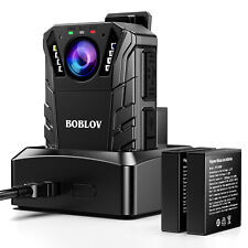 BOBLOV Body Camera 1296P Police Body Camcorder Night Vision Cam 128GB 2*battery