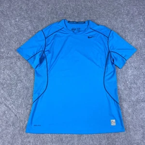 Nike Pro Combat Shirt Mens XL Blue Dri Fit Compression Short Sleeve Gym Train - Picture 1 of 10