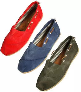Farasion Womens Ladies Canvas Slip-On Loafer Casual Shoe - Picture 1 of 7