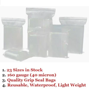 100x Zip Lock Bags Resealable Small Clear Polythene Plastic Grip Seal Pouches UK - Picture 1 of 2