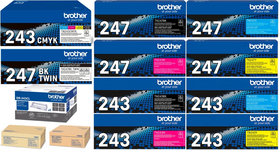 Brother TN-243 TN-247 BU-223 WT-223 DR-243 TN-243CMYK - Bild 1 von 1