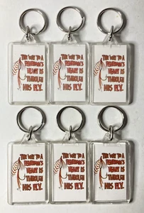 The Way To A Fisherman's Heart Is Through His Fly Keychains LOT OF 6 3.25" NOS - Picture 1 of 3