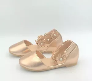 NEW SUGAR GIRLS SHOE FLATS BALLET GOLD FLOWER SIZE 7 - Picture 1 of 1