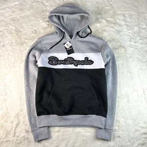 SouthPole Sweater Mens Small Gray Black  White Color Block Pullover Hoodie Y2K - Picture 1 of 19