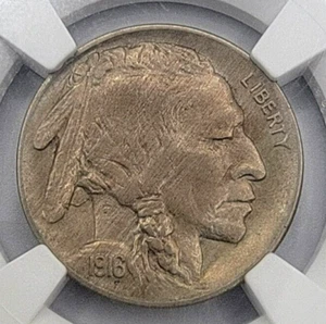 1916 P Buffalo Nickel AU 58 NGC Brown Label Beautiful Toning Free Ship! - Picture 1 of 6