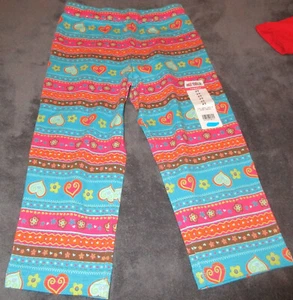 Okie-Dokie Cotton Spandex Teal Twist Multi Color Hearts Dsgn Elastic Waist Pants - Picture 1 of 3