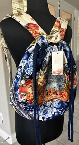 NWT Agua Bendita Sarah Athena Colorful Floral Drawstring Beach Bag Backpack - Picture 1 of 14
