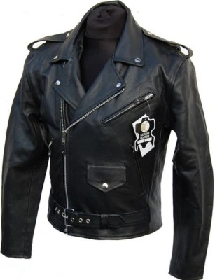 L&J LEDERJACKE ROCKABILLY CHOPPER BIKER LEDER JACKE ROCKER PUNK - ECHTES RINDSLEDER