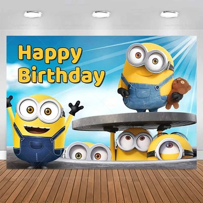 Minions Baby Shower Backdrop Banner Children's 1st Birthday Cake Table Backgroun