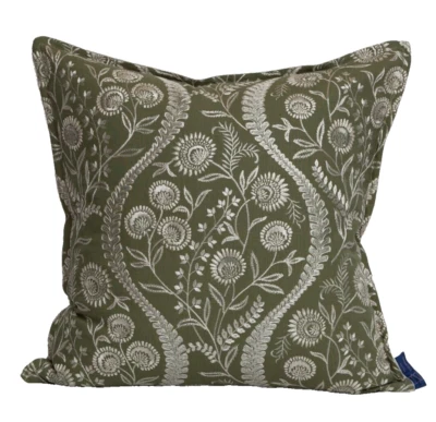 22" Luxury New Designer Throw Pillow Cover Green Embroidered Lee Jofa Kravet - Image 1 of 4