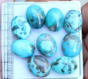 87,20 Ct. 11,5*15 Mm Naturale Ovale Cabochon Arizona Blu Turchese Pietra Preziosa Sciolta - Foto 1 di 4
