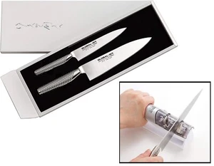 Juego de 2 cuchillos y afiladores de cocina GLOBAL-IST JPN Ltd modelo borde extra acero inoxidable - Imagen 1 de 20