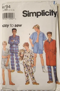 Vintage 1996 Sewing 8794 Pattern Kids Simplicity Boy Pajamas Size 12-16 Uncut - Picture 1 of 7