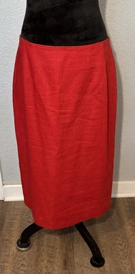 100% Linen Vintage Bill Blass Crimson Red Size 14 Petite Old Money Prep Tailored - Image 1 of 4