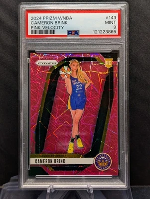  2024 PANINI PRIZM WNBA PSA 9 PINK VELOCITY #143 CAMERON BRINK ROOKIE RC #15/79 - Image 1 of 2
