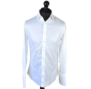 Camicia uomo Charles Tyrwhitt 15/33 bianca slim fit cotone gemello polsino francese - Foto 1 di 7