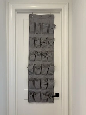 Organizador para colgar zapatos sobre la puerta 24 bolsillos gris con ganchos Foto 1 de 4