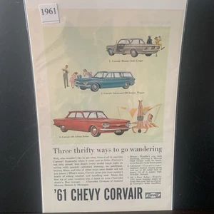 Vintage 1961 Chevrolet Chevy Corvair Three Thrifty Ways To Go Ad Advertisement - Picture 1 of 2