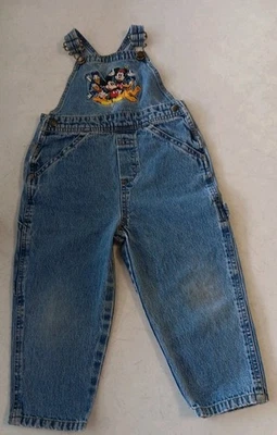 Vintage Disney Store Mickey Mouse And Friends Embroidered Overalls 3t 1990s - Image 1 of 4