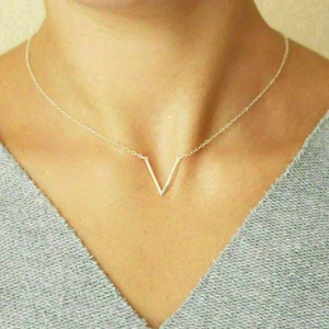 / Necklace V Geometric Necklace / Women V Simple Dainty Delicate - Picture 1 of 6
