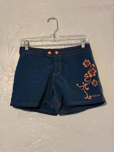 ROXY Board Shorts- Womens Size 5 Snap Front Blue With Orange Stitching/Floral - Picture 1 of 4