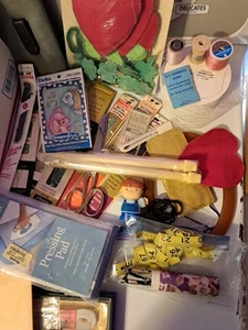 Sewing Notions Craft Lot Scissors Zippers Patterns Needles Vintage Misc Box SN3 - Picture 1 of 15