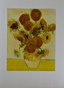 Vincent Van Gogh Sunflowers Vintage 1950's Art Print Wall Art France - Picture 1 of 4