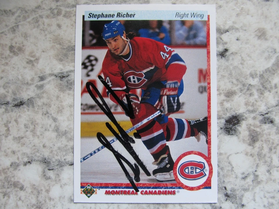 Montreal Canadiens Stephane Richer Firmado Autografiado 1990-91 Cubierta Superior Como Nuevo Foto 1 de 1