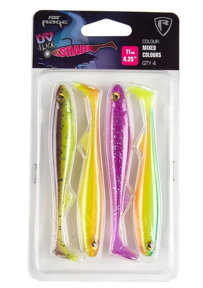 Fox Rage Ultra UV Mixed Colour Lure Packs | Slick Shad 7 9 11 13cm Gummifische - Bild 1 von 1