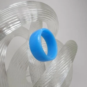 Neon Blue Acrylic Resin Ring - Fluorescent Blue - Mens or Womens - Handmade - Picture 1 of 1
