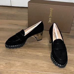 Neu mit Etikett Anthropologie Jon Josef Kao schwarze Wildleder-Loafer mit Nietensohle &... - Bild 1 von 6