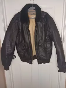 Vintage LL Bean Ziegenleder A-2 Bomber Fliegerjacke Sherpa Lammfell gefüttert Gr. 44 USA - Bild 1 von 18