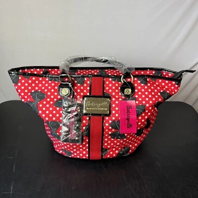 Bolso de Mano Grande Vintage Betseyville Betsey Johnson Lunares Pajarita Roja Foto 1 de 4