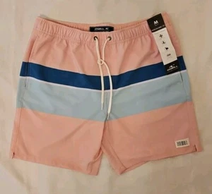 O'Neil Medium Swim Trunk - Pink w/ Blue Stripes, New With Tag - Picture 1 of 2