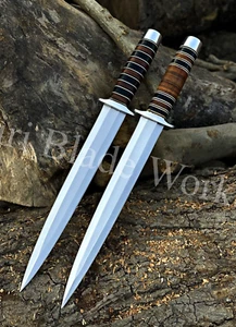 2 Stück Arkansas Zahnstocher Custom Handmade Double Edge Jagd Dolch Messer - Bild 1 von 7