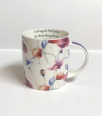 Christian Art Gifts Floral Scripture Psalm 13:6 Purple Handle Coffee Mug - Image 1 of 4