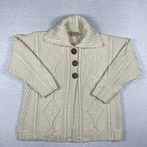 Blarney Sweater Womens XL Cream Woollen Mills Cardigan Merino Wool Ireland Knit - Picture 1 of 14