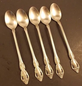 Oneida Brahms  Community stainless steel lot of 5 ice tea spoons Pierced handles - Picture 1 of 2