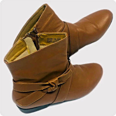 Силуэты женщин загрузки стороны молнии желтовато-коричневый коричневый кожаный верхний 9 Вт мягкая подкладка читать - Изображение 1 из 4