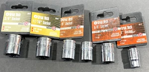6- Great Neck 3/8” Drive 6 Point Sockets, Unused, 3/4" 11/16" 5/8" 9/16" 3/8" - Picture 1 of 7