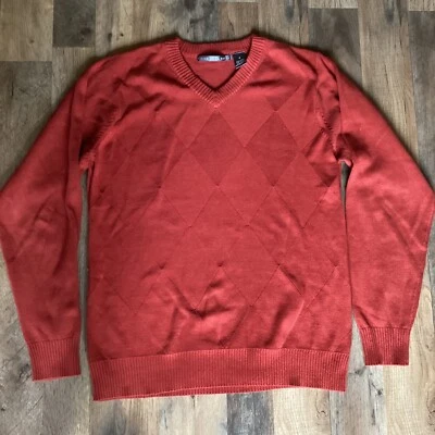Oscar de la Renta 100% Cotton Men's Sweater Medium M Orange V-Neck - Image 1 of 4