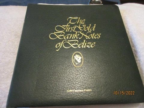 36 First Gold Bank Notes Of Belize 22 Kt Gold COMPLETE Binder Cover